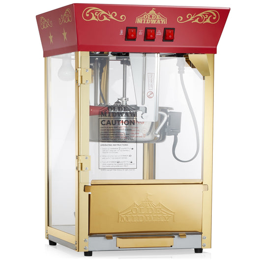 Olde Midway Movie Theater-Style Popcorn Machine with 10 oz Kettle, Red