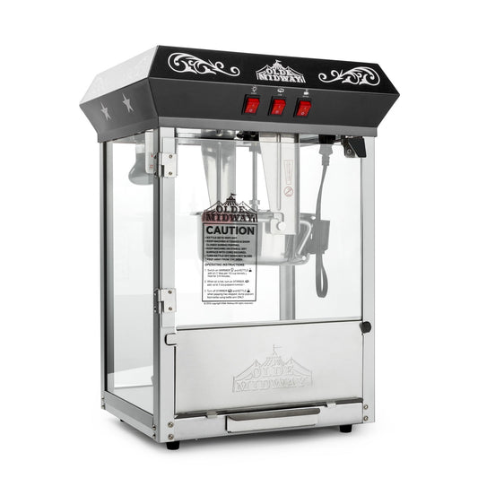 Olde Midway Vintage-Style Tabletop Popcorn Popper Machine with 10 Ounce Kettle, Black