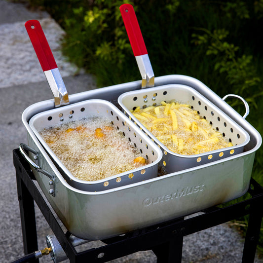 OuterMust 58000 BTU Fish Fryer, 18 Qt. Outdoor Fryer Pot And 2 Inner Baskets, Outdoor Deep Fryer, Ideal For Outdoor Cooking, Camping, BBQ Parties-Fathers Day Gift For Men