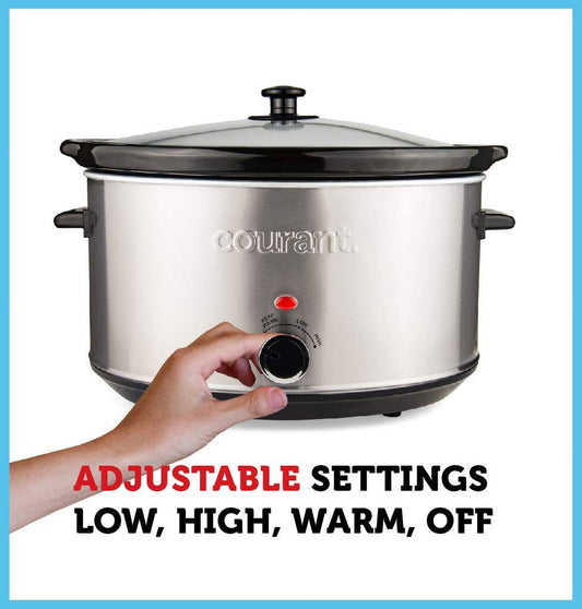 Oval Slow Cooker Crock, 8.5 Quart Dishwasher Safe Pot, Stainless Steel