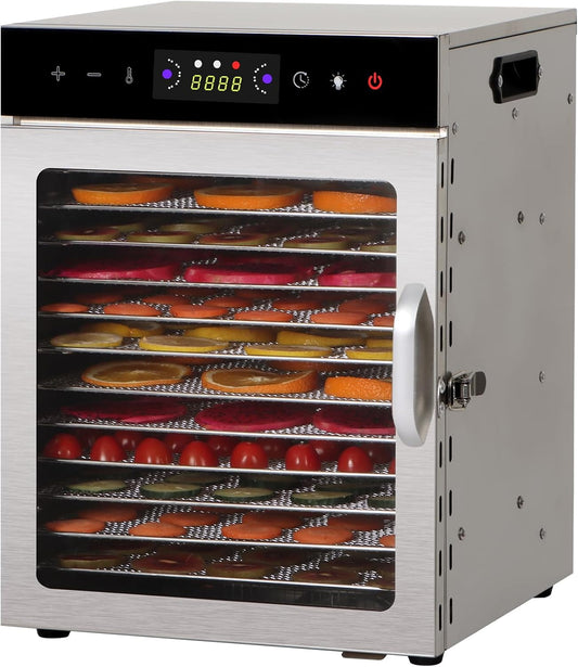 Panana Food Dehydrator Machine, Dehydrators for Jerky, Stainless Steel Dehydrater for Fruits, Vegetables, Herbs, Mushroom, Dog Treats, Dehydrators Christmas Gift, New Year Gift (New-12 Trays)
