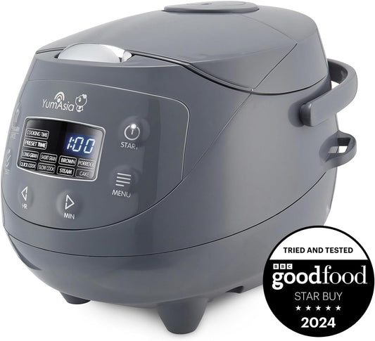 Panda Mini Rice Cooker With Ninja Ceramic Bowl and Advanced Fuzzy Logic (3.5 cup, 0.63 litre) 4 Rice Cooking Functions, 4 Multicooker functions, Digital LED display - 120V