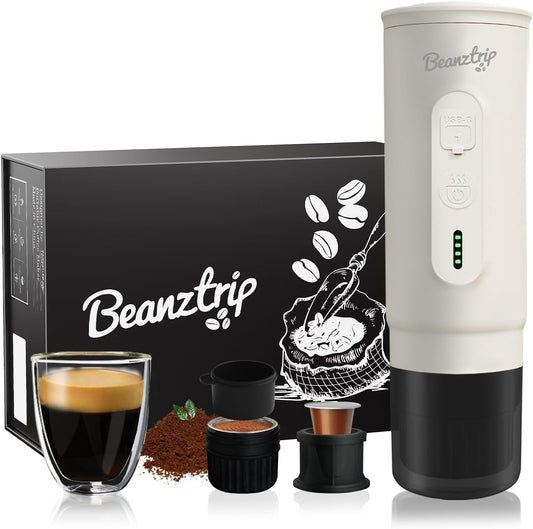 Portable Electric Espresso Maker, Small Coffee Machine Compatible with Nespresso Capsule Original Pods & Ground Coffee, Mini Travel Size for Camping, Hiking, RV, Office, w/Gift Box