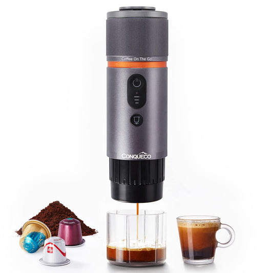 Portable Espresso Machine Travel: 12v Car Coffee Maker for Camping - Small Electric - 2.5 Mins Heating - 8 Cups Espresso for One Charge