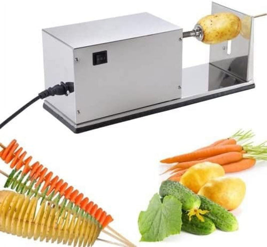 PreAsion Automatic Stretch Potato Slicer Electric Potato Tower Cutter Spiral Cutting Potato Chip Machine Vegetable Spiral Slicer 110v