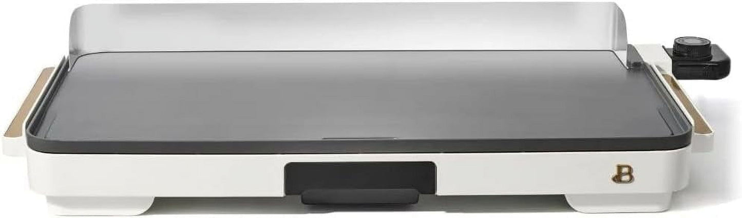 Premium XL Electric Griddle 12" x 22" with Nonstick Surface, Even Heat, Cool-Touch Handles, Removable Drip Tray, Sleek Modern Design, Family-Size Cooking - White Icing