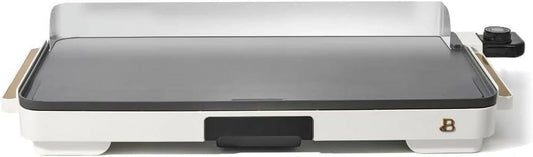 Premium XL Electric Griddle 12" x 22" with Nonstick Surface, Even Heat, Cool-Touch Handles, Removable Drip Tray, Sleek Modern Design, Family-Size Cooking - White Icing