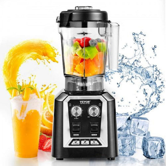 Professional Blender, Commercial Countertop Blenders, 68 oz Jar Blender Combo, Stainless Steel 3 Functions Blender, for Frozen Drinks, Shakes, Smoothies, Peree, and Crush Ice, Black