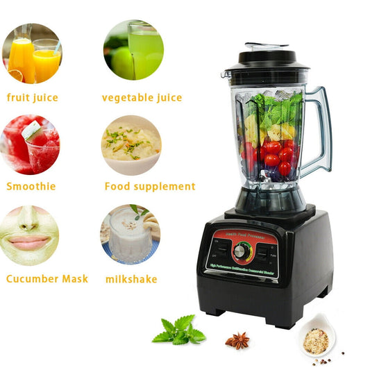 Professional Countertop Blender 1 Gallon Smoothies Maker Juicer Processor Extractor Maker Mixer 2800W BPA Free 2 in 1 Dry-wet Blade Container Industrial Commercial Home Use Smoothie Blender