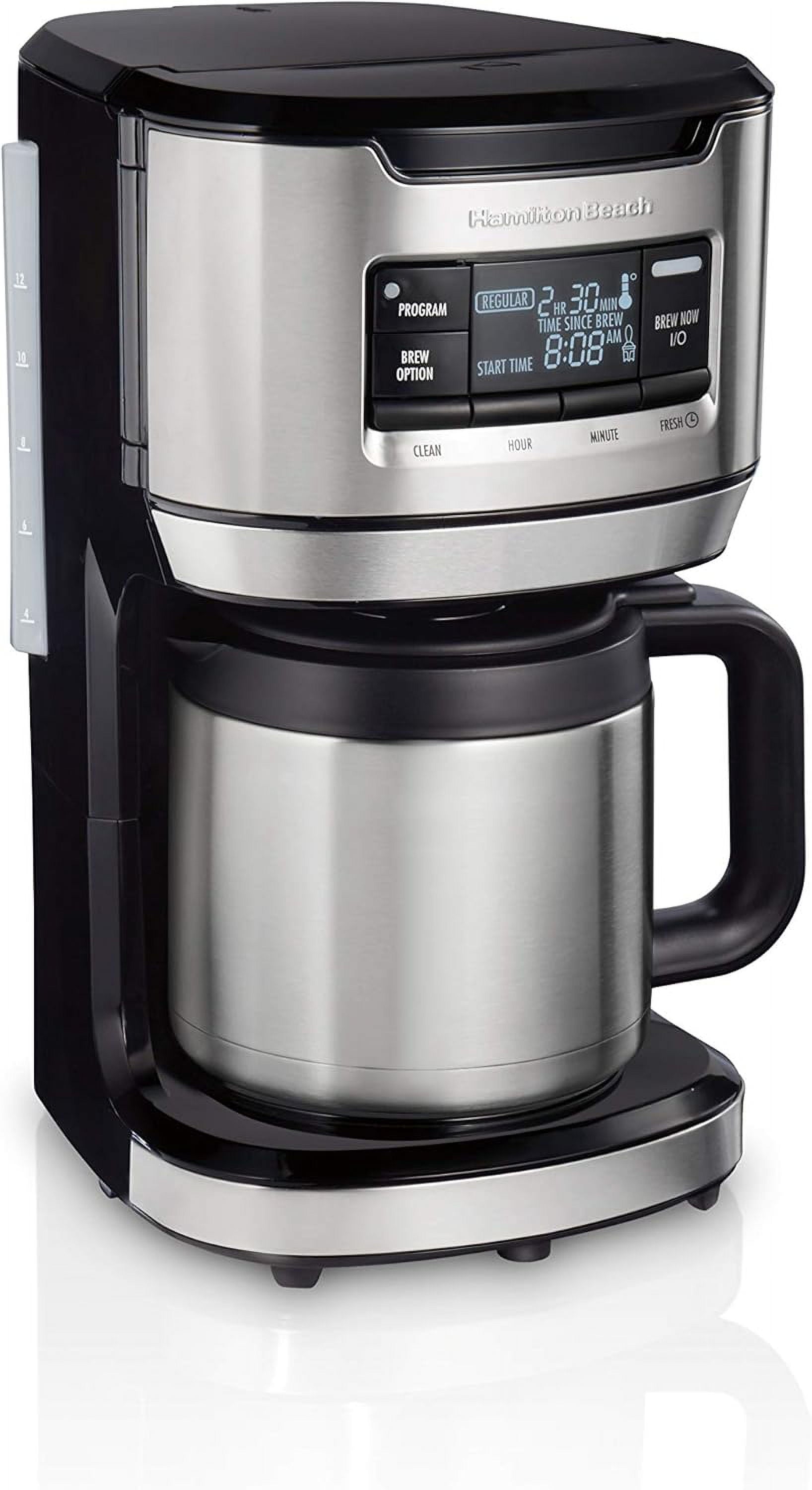 Programmable Front-Fill Coffee Maker with Thermal Carafe, 12 Cup Capacity, Black and Stainless