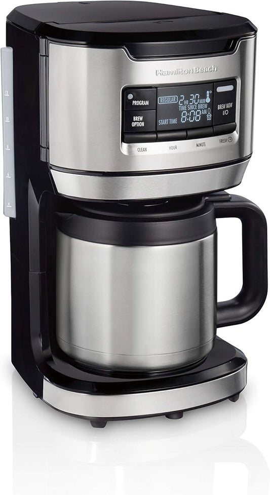 Programmable Front-Fill Coffee Maker with Thermal Carafe, 12 Cup Capacity, Black and Stainless