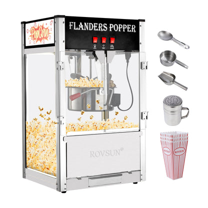 ROVSUN Popcorn Machine with 12 Ounce Kettle Makes Up to 80 Cups, Countertop Popcorn Maker Commercial Popcorn Machine w/ Stainless Steel Scoop, Oil Spoon & 3 Popcorn Cups for Home Movie Theater, Red