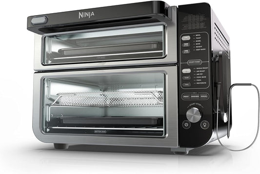 Restored Ninja DCT401 12-in-1 Double Oven with FlexDoor, FlavorSeal & Smart Finish, Rapid Top Convection, Air Fry Bottom , Bake, Roast, Toast, Air Fry, Stainless Steel (Refurbished)