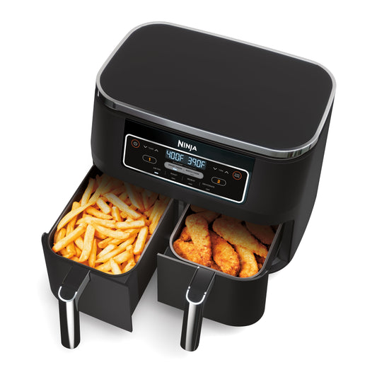 Restored Ninja DZ100 Foodi® 4in1, 8Qt., 2Basket Air Fryer with Dualzone™ Technology (Black) (Refurbished)