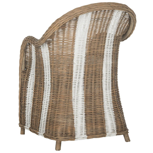 SAFAVIEH Hemi Striped Wicker Club Chair, Natural/White