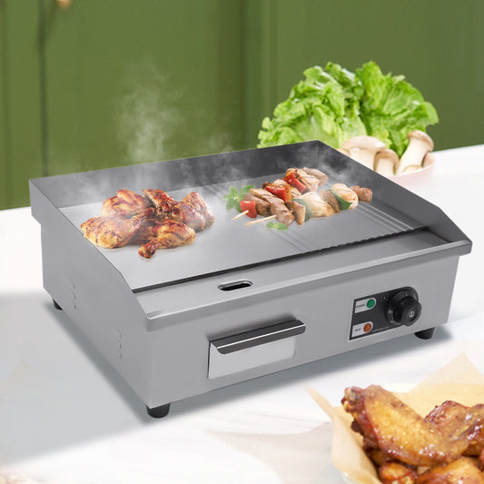 SHZICMY 22inch 1600W Commercial Electric Tabletop Griddle Flat Top Grill Hot Plate BBQ