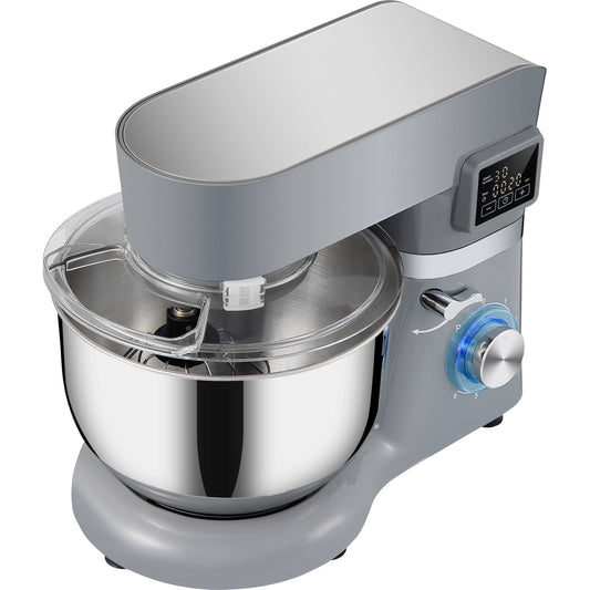 SKYSHALO 5.87 qt Stand Mixer, Gray with Bowl, Dough Hook, Flat Beater