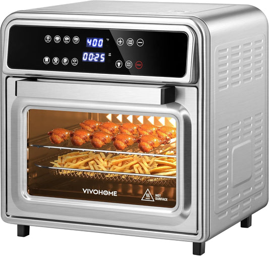 SPECSTAR 21 Qt Air Fryer Toaster Oven Combo, 8-in-1 Convection Oven Countertop with Rotisserie and Dehydrator, Stainless Steel Digital Air Fryer Oven with 7 Accessories, 1800W