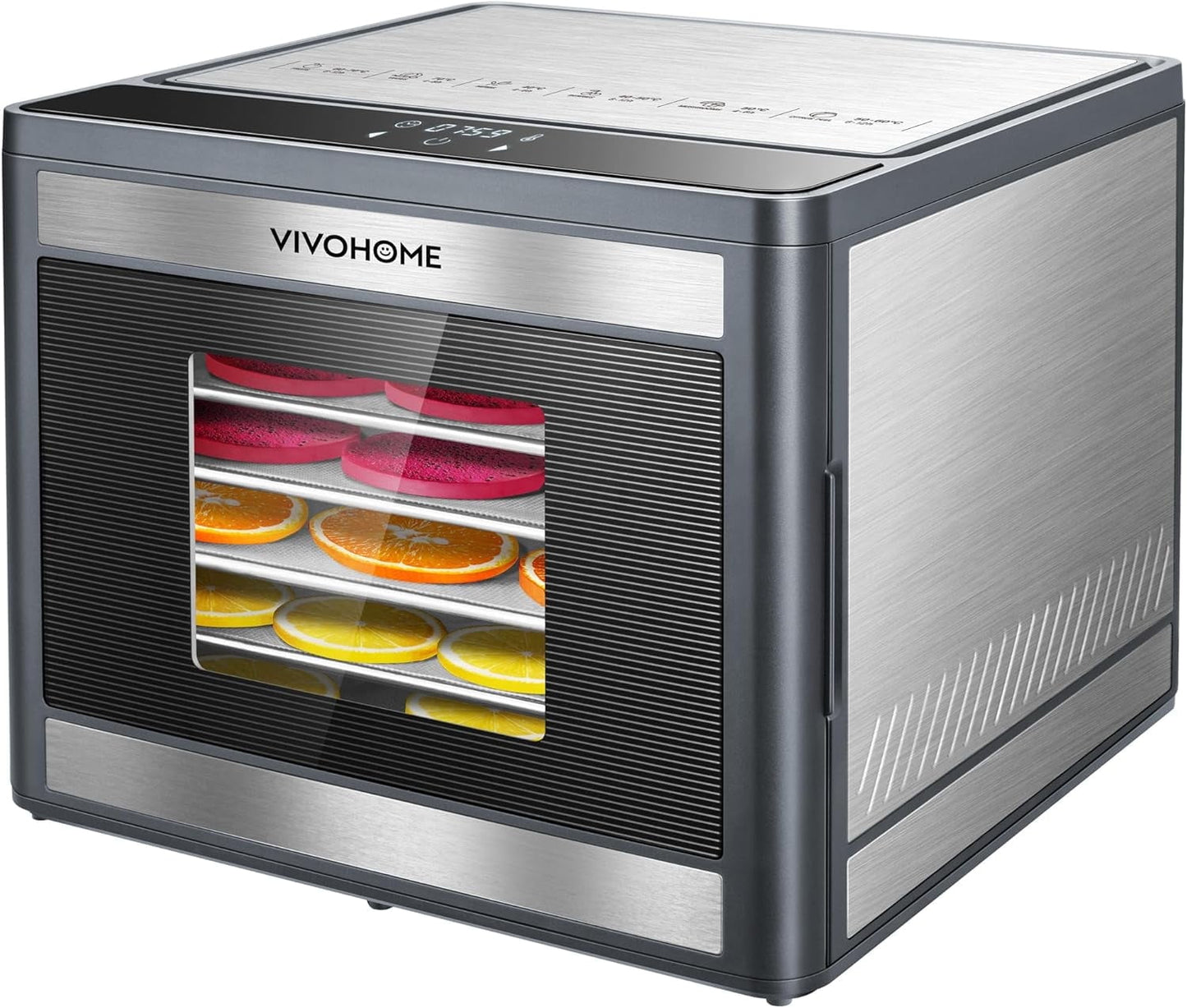 SPECSTAR Food Dehydrator Machine, 6 Trays Dehydrator for Jerky, Fruits, Meat, Stainless Steel, With 48H Timer, Temperature Control for Vegetables, Herbs, Mushroom, Dog Treats