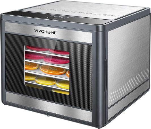 SPECSTAR Food Dehydrator Machine, 6 Trays Dehydrator for Jerky, Fruits, Meat, Stainless Steel, With 48H Timer, Temperature Control for Vegetables, Herbs, Mushroom, Dog Treats