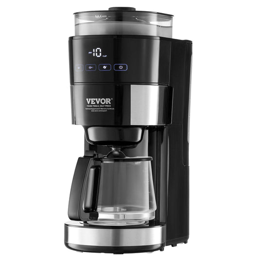 STAWAY 10-Cup Coffee Maker with Built-in Grinder - Drip Coffee Machine for Fresh Beans & Ground Coffee, 3 Brew Strengths, Adjustable Coarseness, Paper Filter Compatible