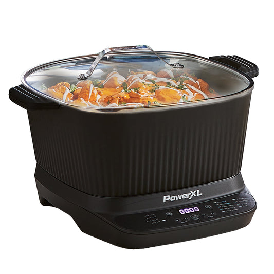 STIRMAX DELUXE 7.5 Quart Digital Multi-Cooker with Automatic Paddle to Stir and Shred, 9 in 1 programable presets to Sauté, Sear, and Brown Food Before Simmering – Accessories, Skillet, & Cookbook
