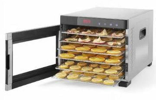 Samson "Silent" 6 Tray All Stainless Steel Dehydrator with Glass Door and Digital Timer and Temperature Control for Fruit, Vegetables, Beef Jerky, Herbs, Dog Treats, Fruit Leathers and More