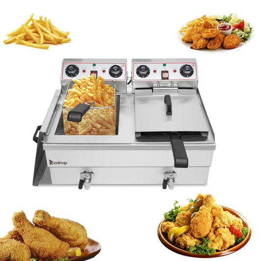 SamyoHome 25QT Stainless Steel Double Electric Deep Fryer