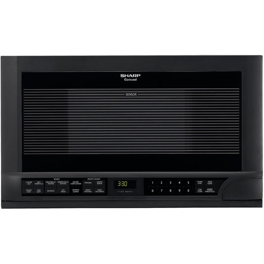 Sharp R1210T Microwave Oven - Single - 11.22 gal Capacity - Microwave - 11 Power Levels - 1100 W Microwave Power - 14.13" Turntable - Over The Range - Black
