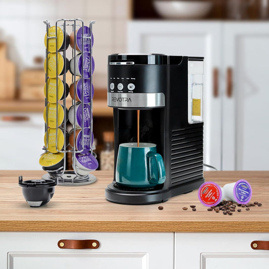 Single Serve Coffee Maker for  Pods & Ground Coffee, 6-14oz Brew Sizes, Strong Brew Option, Fast Brewing, Compact Design with Removable 40oz Reservoir, Black