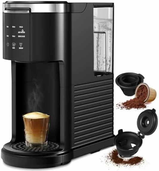Single Serve Coffee Maker for K-Cup Pod and Ground,Compact Design, 40 oz Coffee Brewer Machine with 5 Brew Sizes up to 14 oz, Black
