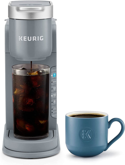 Single Serve Iced & Hot Coffee Maker, Compact Cold Brew & Hot Coffee Machine, Compatible with All K-Cup Pods, Gray
