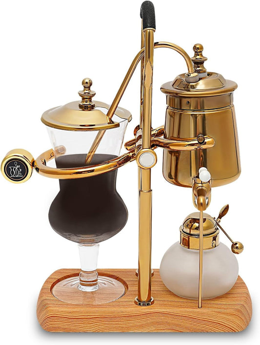 Siphon Coffee Maker, 400ml/13.53oz Borosilicate Glass Vacuum Coffee Maker, Retro Manual Coffee Machine Brewing Equipment for Home, Personal Kitchen, Beverage Store (Gold)