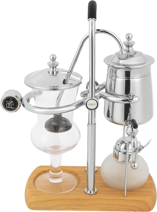 Siphon Coffee Maker Belgian/Belgium Family Balance Siphon/Syphon Coffee Maker Unique Gravity Vintage Coffee Maker Elegant Retro-Style Design Capacity: 500ml/15 oz (Silver)