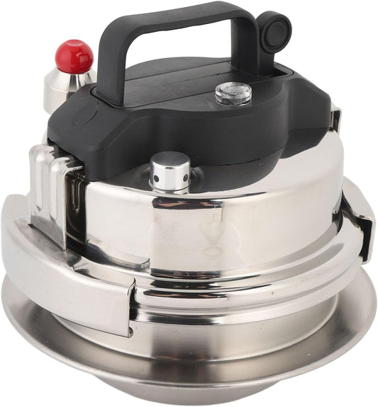 Small Pressure Cooker, 304 Stainless Steel Portable Pressure Pot with Lid Compact Pressure Cookware for Fast Flavorful Meals