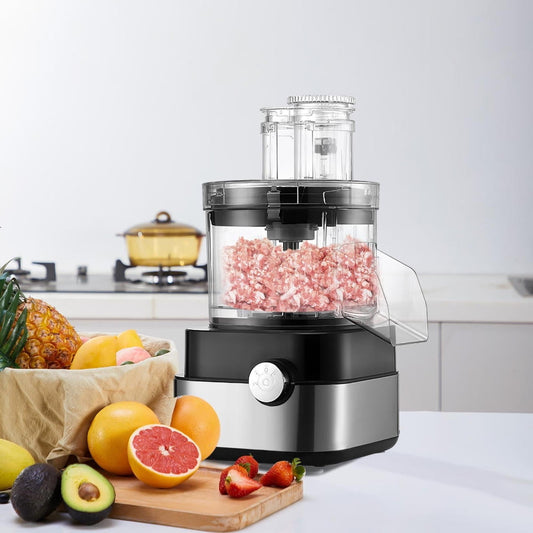 Stainless Steel Multifunction Food Processor, 5 Preset Modes for Dicing, Mincing, and Grating in Commercial Kitchens