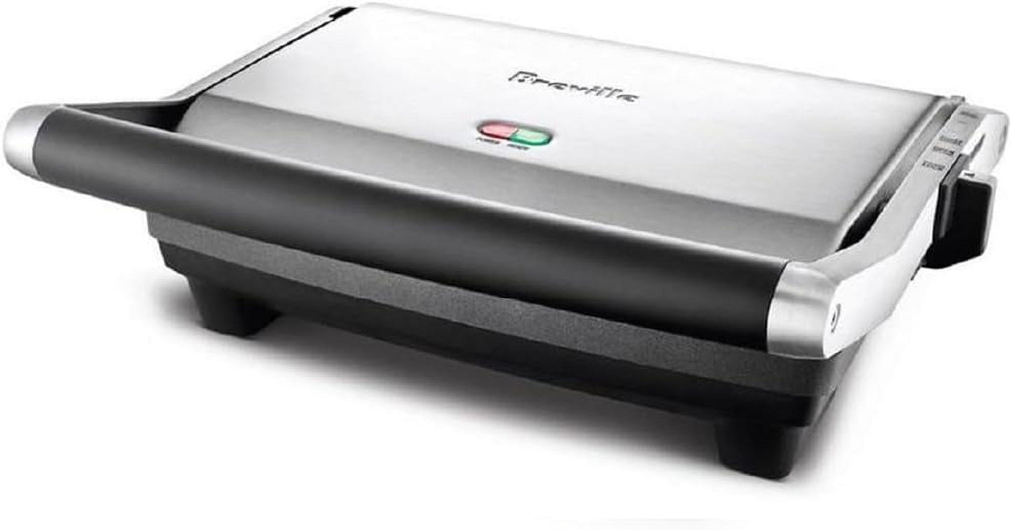 Stainless Steel Panini Press and Sandwich Maker with Adjustable Temperature Control, Nonstick Plates, 2-in-1 Design