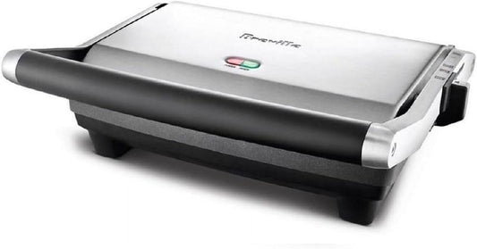 Stainless Steel Panini Press and Sandwich Maker with Adjustable Temperature Control, Nonstick Plates, 2-in-1 Design