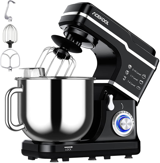 Stand Mixer, 7.5QT Kitchen Electric Food Mixer 10-Speed Tilt-Head Dough Mixer for Baking&Cake, with Stainless Steel Bowl, Whisk, Dough Hook, Beater, Splash Guard (660W)BLACK MC1