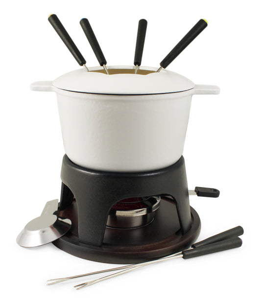 Swissmar Sierra 11 Piece Cast Iron Fondue Set, Matte White