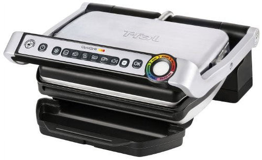 T-fal GC702 OptiGrill Stainless Steel Indoor Electric Grill with Removable and Dishwasher Safe plates,1800-watt, Silver