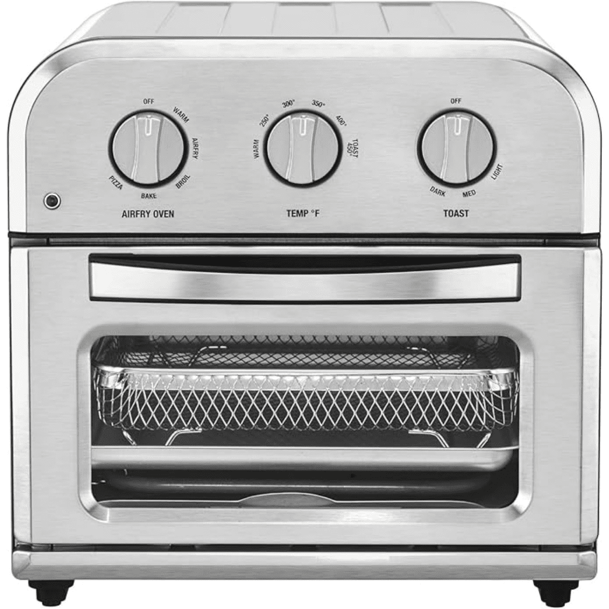 TOA-26 Compact Airfryer Toaster Oven, 1800-Watt Motor with 6-in-1 Functions and Wide Temperature Range, Air Fryer, Stainless Steel