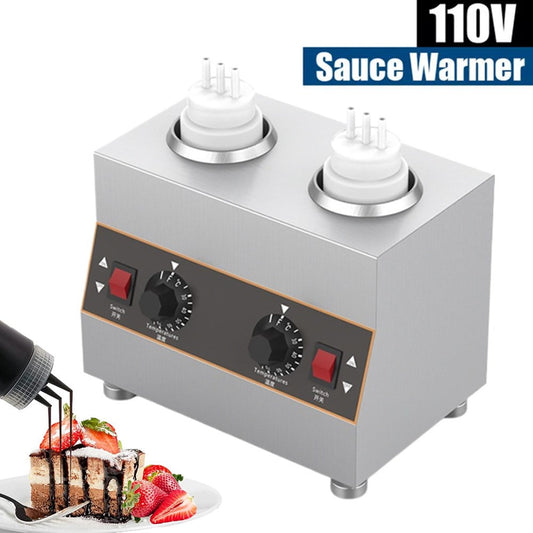 TOPCHANCES Electric Cheese Sauce Warmer Hot Fudge Warmer Dispenser Nacho Cheese Dispenser Warmer with 22oz Bottles, 86-185℉ Adjustable, 110V