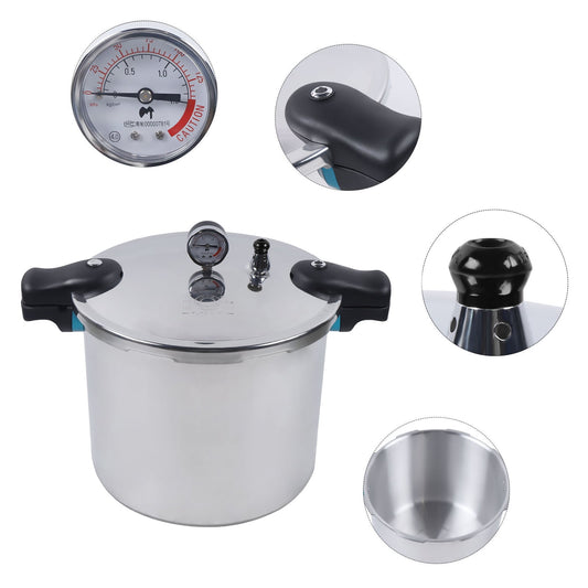Toolven High-pressure Cooker with Pressure Relief Valve, Accurate Dial Gauge, Fast & Even Heating for Stews and Soups