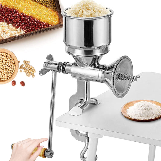 Trumoontree Hand Grain Mill Manual Coffee Grinder Coarseness Adjustable Stainless Steel Hand Crank Grinding Tool with Table Clamp for Rice Spices Pepper Beans