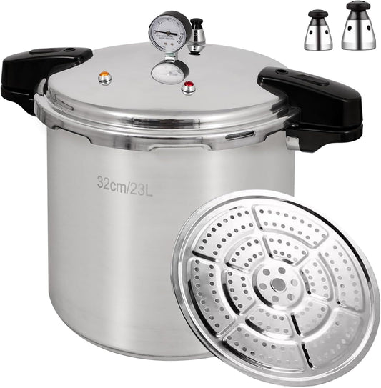 UNIFULL 24 Quart/23 Liter Pressure Cooker,Pressure Canner with Pressure Gauge,Pressure Relief is 10 or 15 PSI(+/- 5%) (with 2 Pressure Relief Valves)