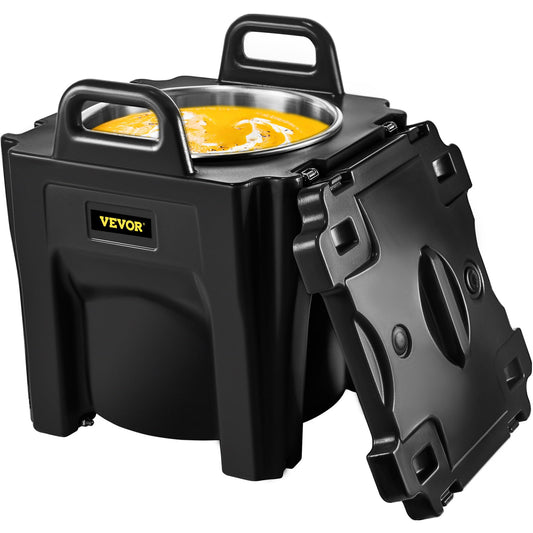 VEVOR Insulated Food Carrier,32Qt Capacity,Stackable Catering Hot Box with Stainless Steel Barrel,Top Load LLDPE Food Warmer with Integral Handles Buckles Stationary Base,for Restaurant Canteen, Black
