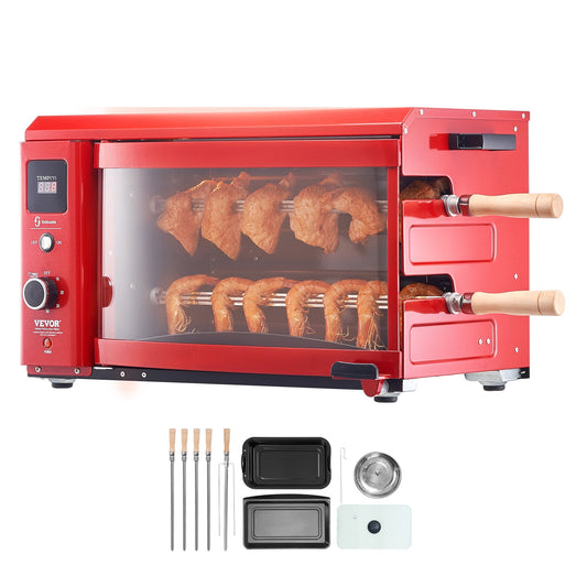 VEVOR Shawarma Grill Machine, 2 Strings of Barbecue Capacity, Chicken Shawarma Cooker Machine, Electric Broiler Gyro Rotisserie Oven Doner Kebab Machine, for Home Restaurant Kitchen Parties