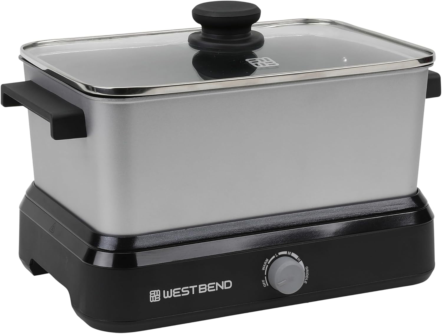 Versatility Slow Cooker Large Capacity Non-stick Cooking Vessel & Variable Temperature Heating Base Includes Travel Lid and Storage Bag, Range and Oven-Safe Cooking Pot, 6-Quart, Silver