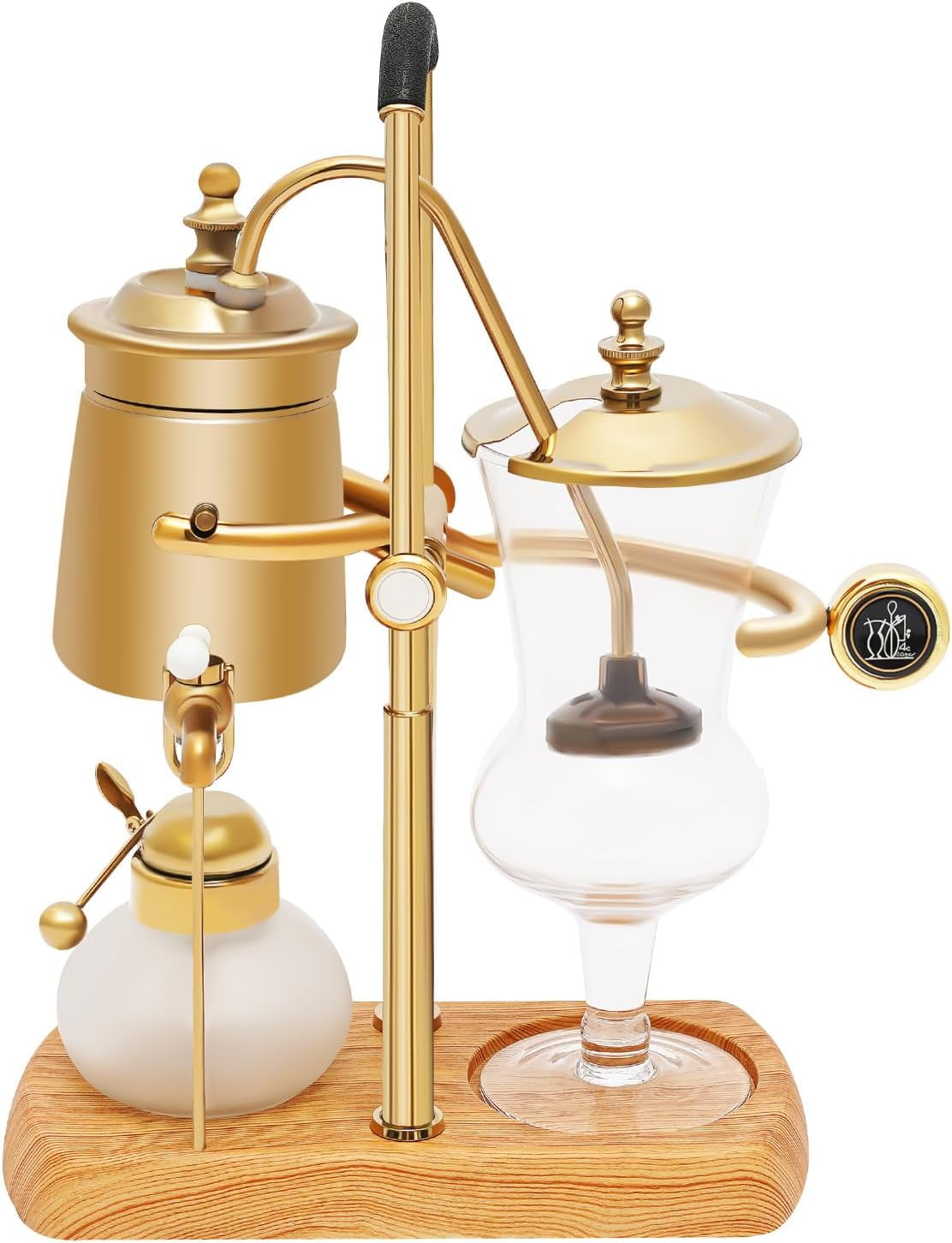 Vintage Siphon/Syphon Coffee Maker, Belgian Luxury Coffee Brewer Pot 500ML Capacity Vacuum Coffee Maker for 4-5 Cups (Golden)